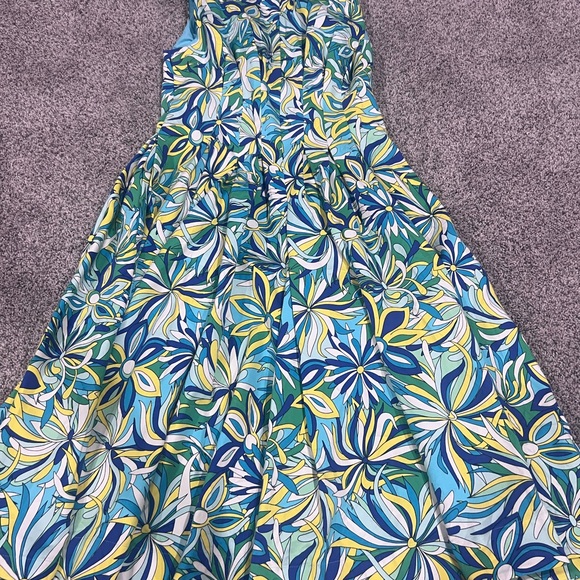Kate Spade Anemone Floral Amelia Dress  Blue Green Sleeveless Pleated Size US 8 - Picture 12 of 14